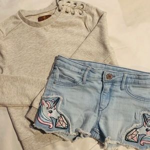 Unicorn denim short shorts